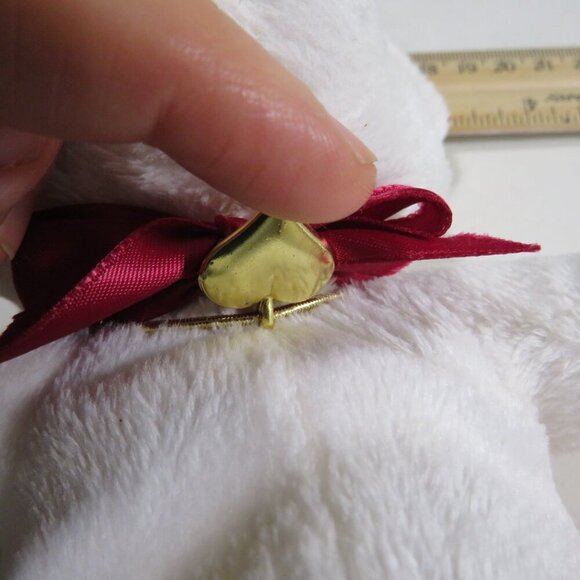 White Bear with Gold Heart Very Soft, Squishable 6.5" tall - Picture 6 of 7